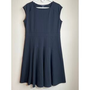 Classic Lands' End Black Ponte Fit & Flare Dress - Size 14-16 - Essential LBD